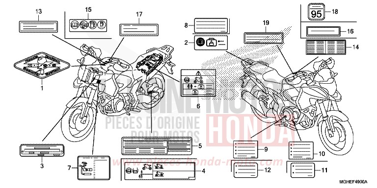 WARNETIKETT von VFR1200X "Crosstourer" Méca PEARL COSMIC BLACK (NHA64) von 2014